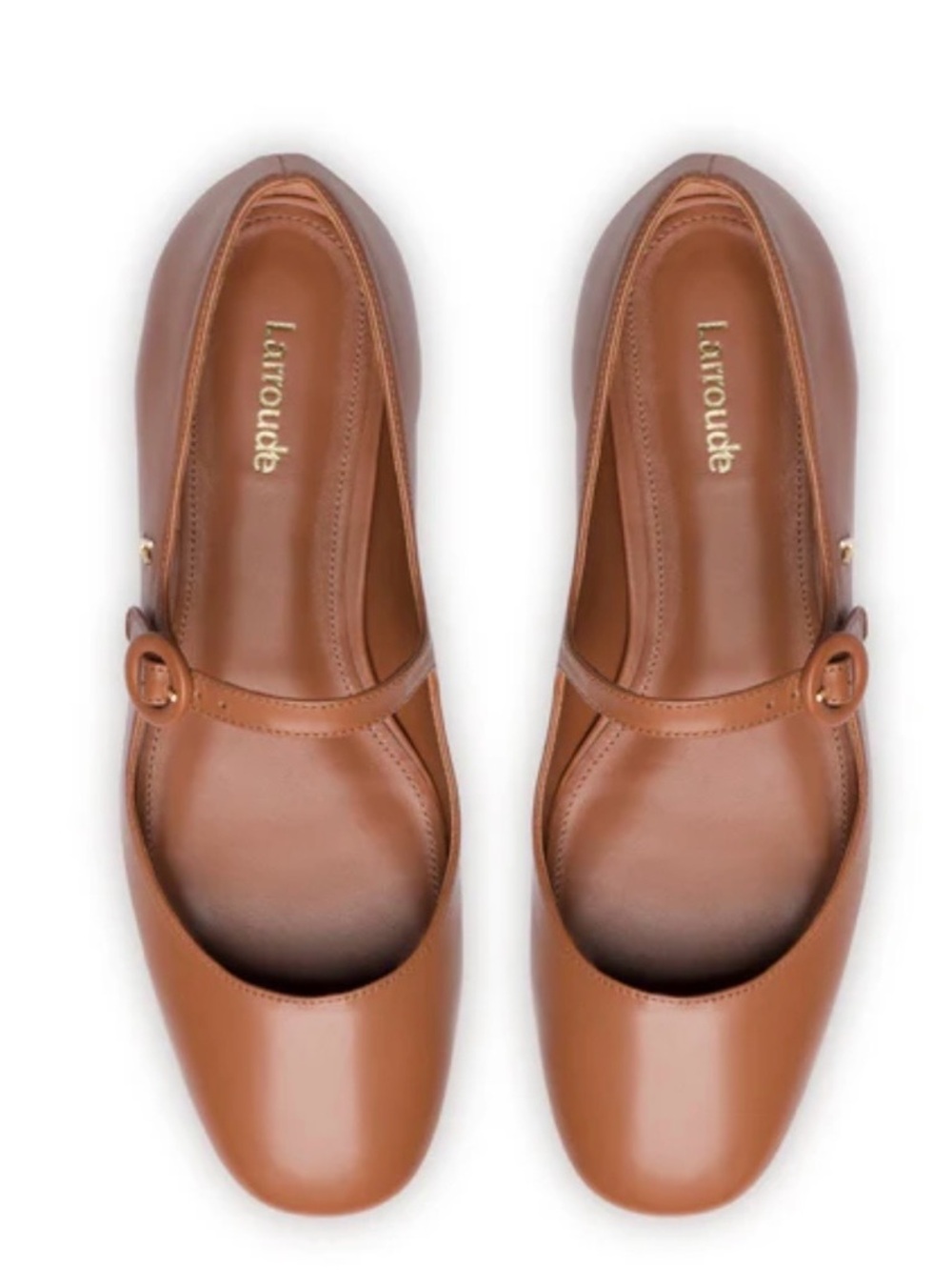 Larroude Blair Ballet Flat In Caramel Leather NWT & BOX